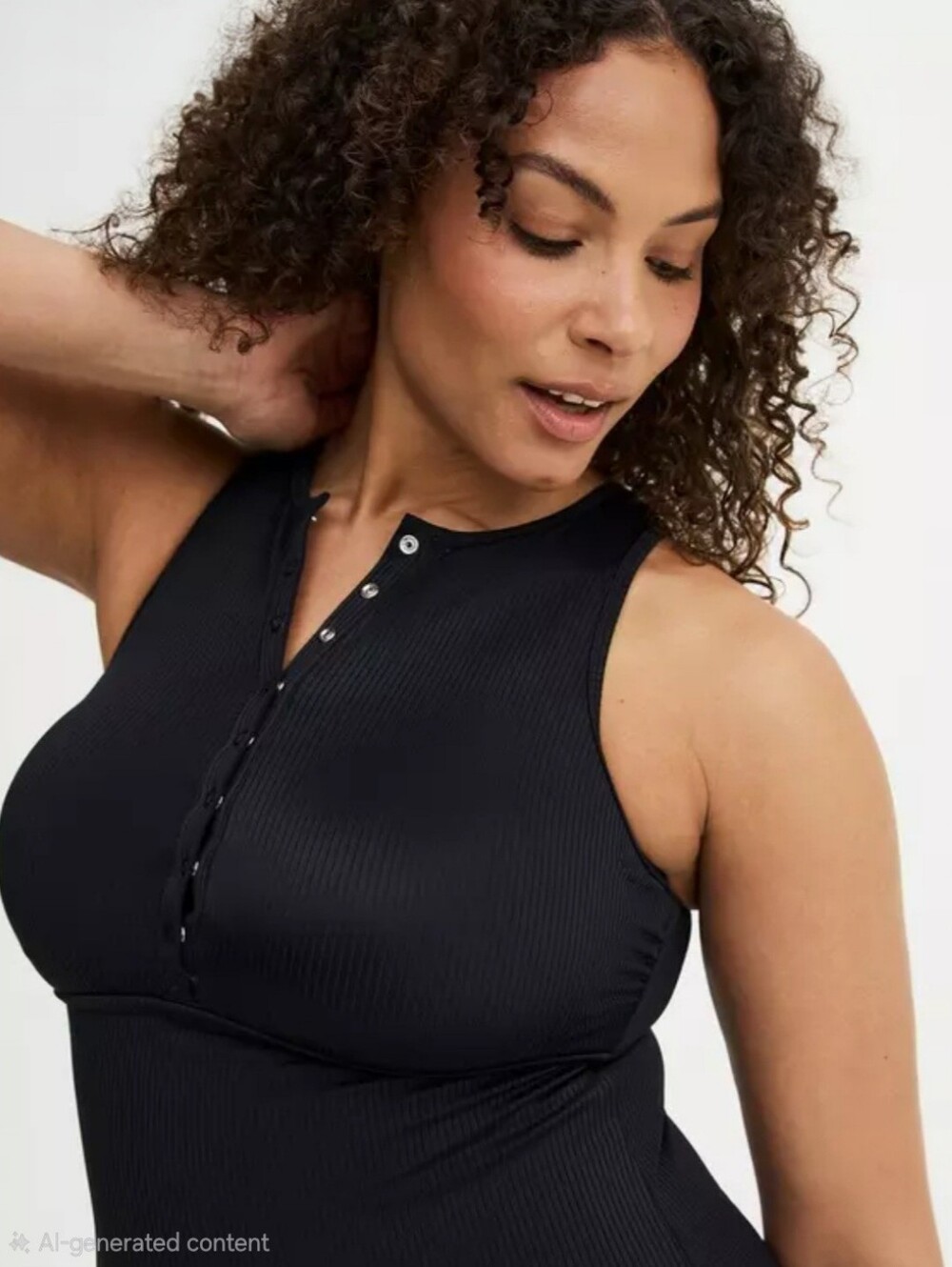 Torrid Size 2 Wireless Black Henley Swimsuit - Picture 5 of 6